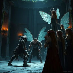 A captivating scene set in a combat arena designed specifically for punishing humans, showcasing a tense and dramatic atmosphere