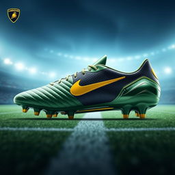 A creative design concept for a Lamborghini-inspired football boot, showcasing the luxurious and high-performance aesthetics of Lamborghini cars