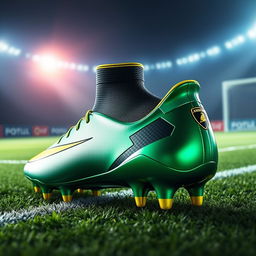 A creative design concept for a Lamborghini-inspired football boot, showcasing the luxurious and high-performance aesthetics of Lamborghini cars