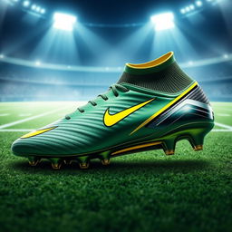 A creative design concept for a Lamborghini-inspired football boot, showcasing the luxurious and high-performance aesthetics of Lamborghini cars