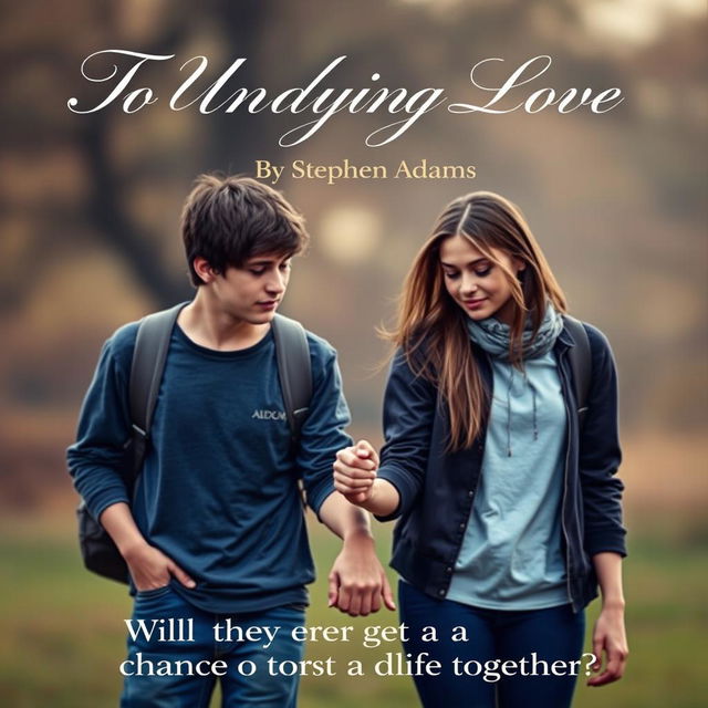 A poignant scene depicting a couple of teenagers holding hands, looking as if they are being pulled away from each other, symbolizing their struggle to stay connected