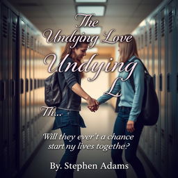 A touching scene depicting a couple of teenage school students, desperately trying to hold hands despite obstacles around them, symbolizing their struggle to connect