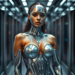 A striking image of a woman adorned with body paint, where the nipple outline is subtly visible but tastefully covered