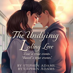A captivating illustration of a couple of teenage school students gazing deeply into each other's eyes, radiating complete love and obsession