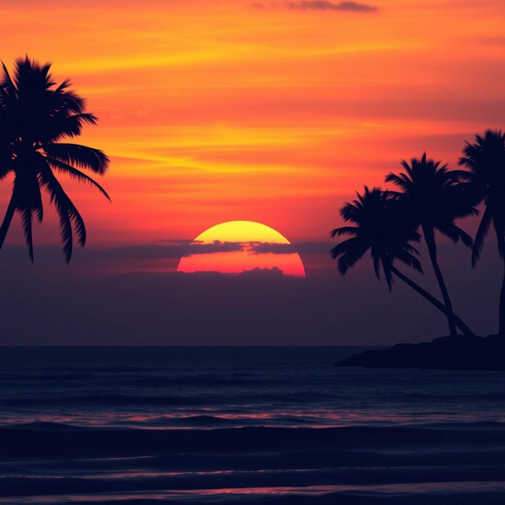 A stunning Facebook profile picture featuring a serene ocean sunset silhouette