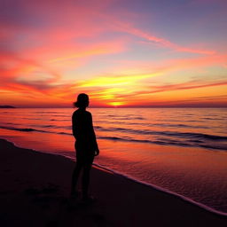 A stunning Facebook profile picture with a serene ocean sunset silhouette