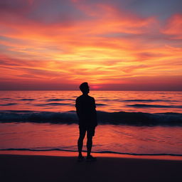 A stunning Facebook profile picture showcasing a serene ocean sunset silhouette