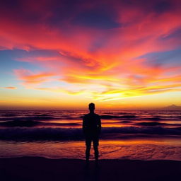 A stunning Facebook profile picture showcasing a serene ocean sunset silhouette