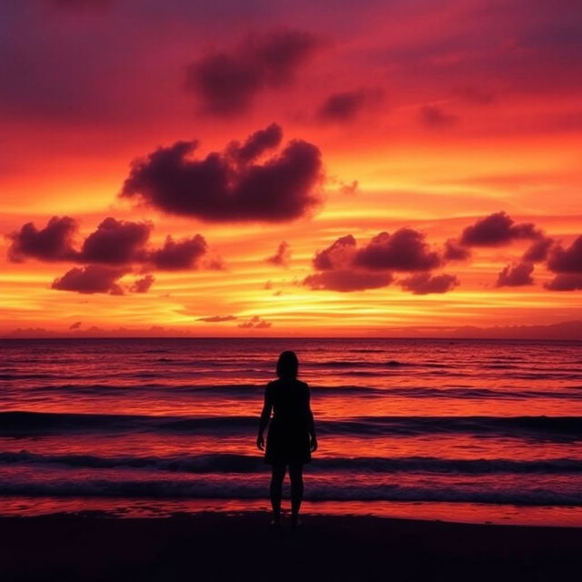 A stunning Facebook profile picture showcasing a serene ocean sunset silhouette