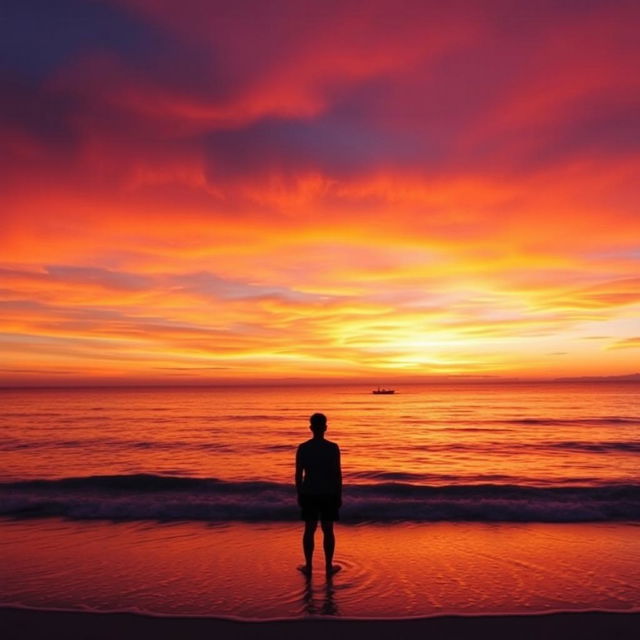 A stunning Facebook profile picture featuring a serene ocean sunset silhouette