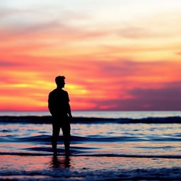 A stunning Facebook profile picture featuring a serene ocean sunset silhouette