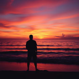 A stunning Facebook profile picture featuring a serene ocean sunset silhouette