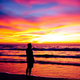 A stunning Facebook profile picture featuring a serene ocean sunset silhouette