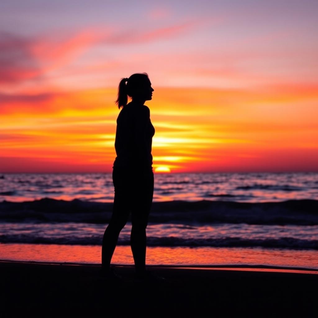 A stunning Facebook profile picture featuring a serene ocean sunset silhouette