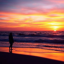 A stunning Facebook profile picture featuring a serene ocean sunset silhouette