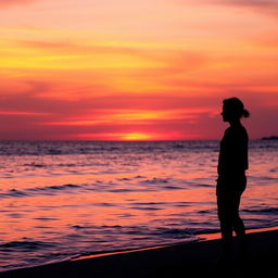 A stunning Facebook profile picture featuring a serene ocean sunset silhouette