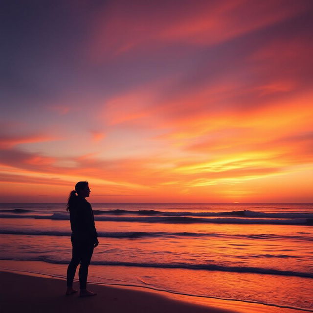 A stunning Facebook profile picture featuring a serene ocean sunset silhouette