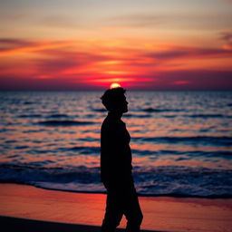A stunning Facebook profile picture featuring a serene ocean sunset silhouette