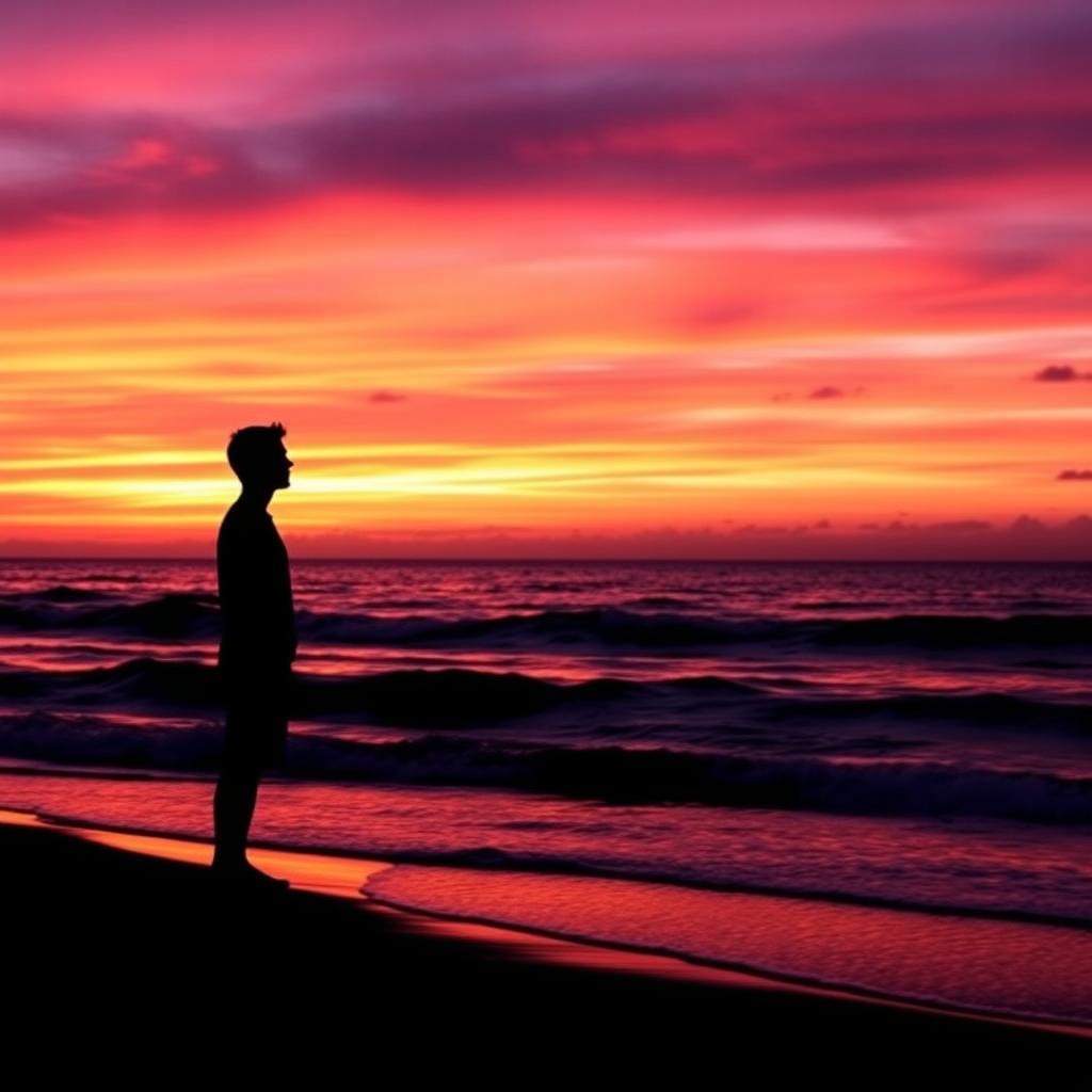 A stunning Facebook profile picture featuring a serene ocean sunset silhouette