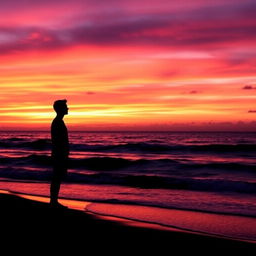 A stunning Facebook profile picture featuring a serene ocean sunset silhouette