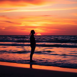 A stunning Facebook profile picture featuring a serene ocean sunset silhouette