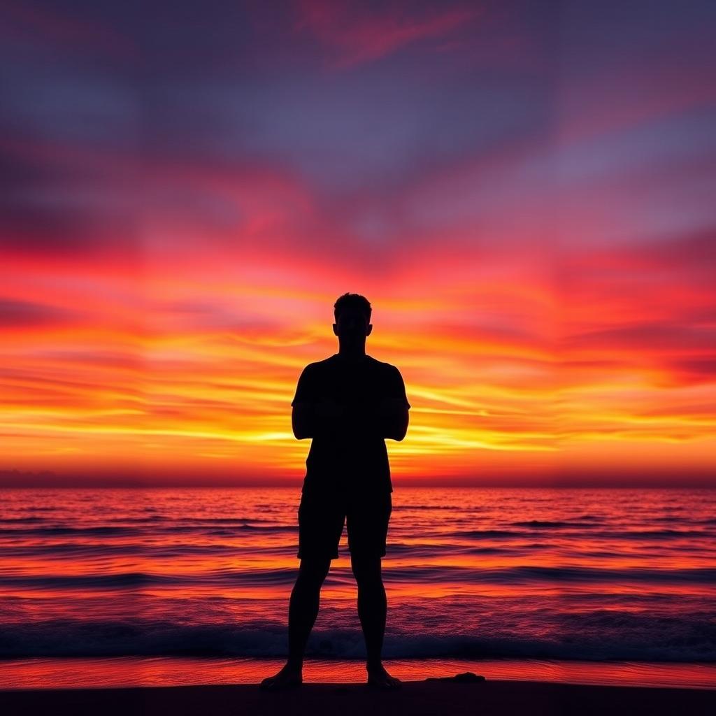 A stunning Facebook profile picture that captures a serene ocean sunset silhouette