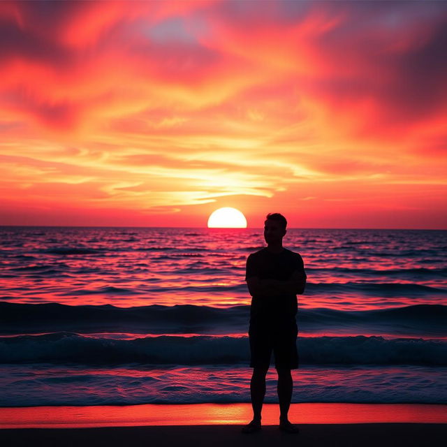 A stunning Facebook profile picture that captures a serene ocean sunset silhouette