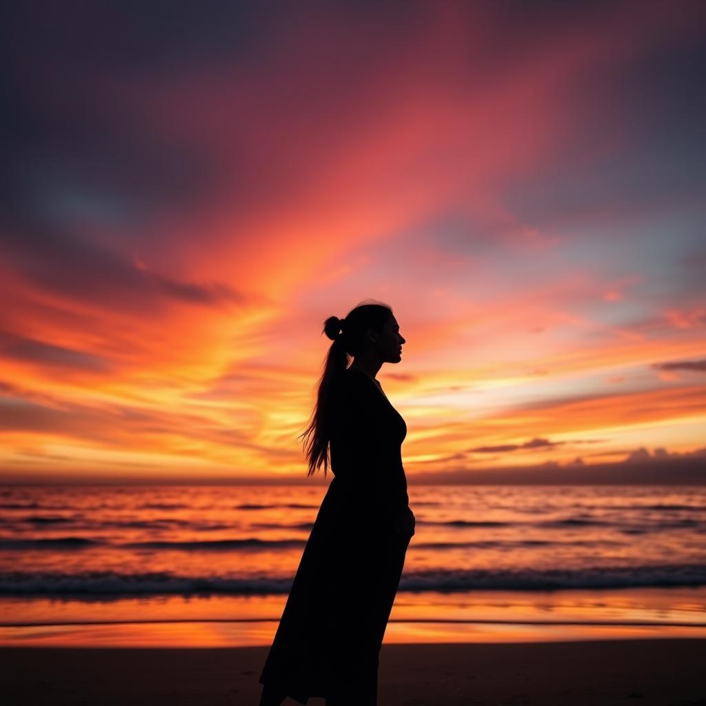 A stunning Facebook profile picture that captures the essence of a serene ocean sunset silhouette