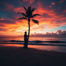 A stunning Facebook profile picture featuring a serene ocean sunset silhouette