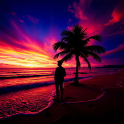 A stunning Facebook profile picture featuring a serene ocean sunset silhouette