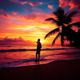 A stunning Facebook profile picture featuring a serene ocean sunset silhouette