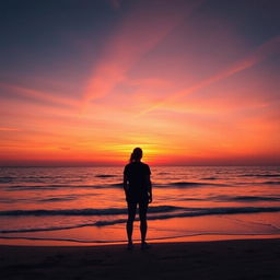 A stunning Facebook profile picture featuring a serene ocean sunset silhouette