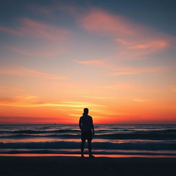 A stunning Facebook profile picture featuring a serene ocean sunset silhouette