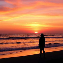 A stunning Facebook profile picture featuring a serene ocean sunset silhouette