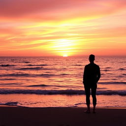 A stunning Facebook profile picture featuring a serene ocean sunset silhouette