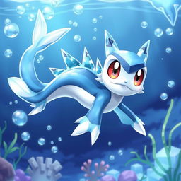 A creative design for a new Pokémon that merges elements of water and ice types