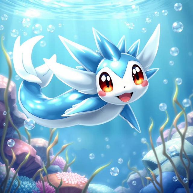 A creative design for a new Pokémon that merges elements of water and ice types