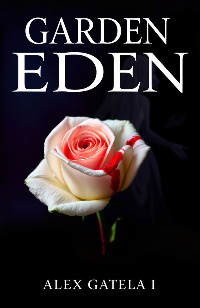 A captivating book cover for a murder mystery titled 'Garden of Eden'