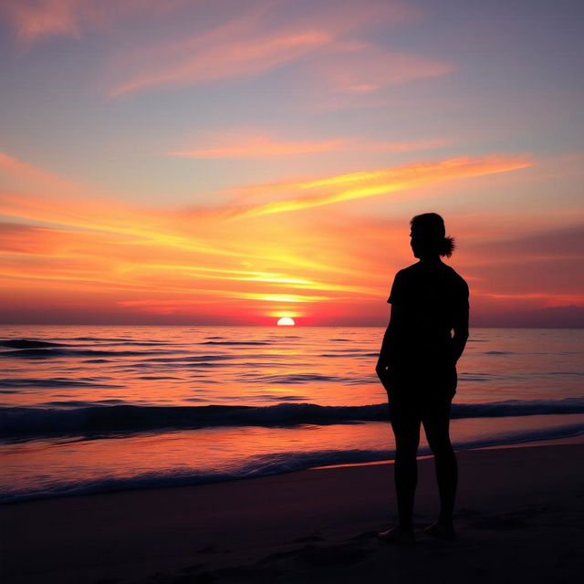 A stunning Facebook profile picture depicting a serene ocean sunset silhouette