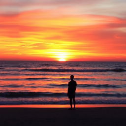 A stunning Facebook profile picture depicting a serene ocean sunset silhouette