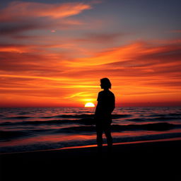 A stunning Facebook profile picture depicting a serene ocean sunset silhouette