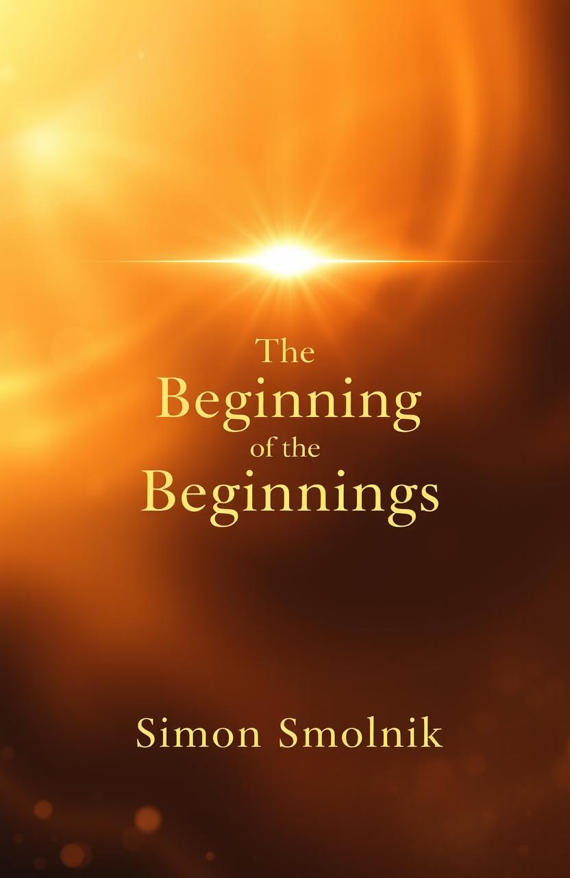 An elegant book cover design featuring a luxurious golden title "The Beginning of The Beginnings" at the top, radiating light and energy