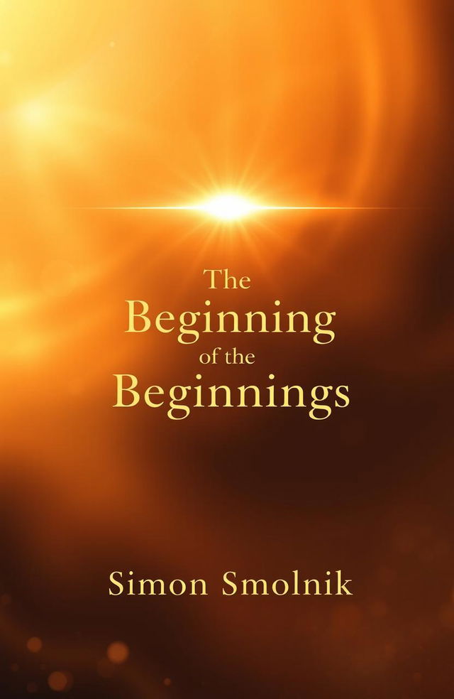 An elegant book cover design featuring a luxurious golden title "The Beginning of The Beginnings" at the top, radiating light and energy