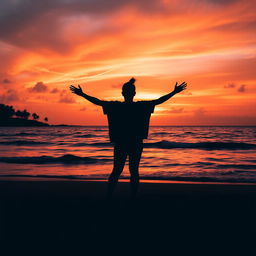 A stunning Facebook profile picture featuring a serene ocean sunset silhouette