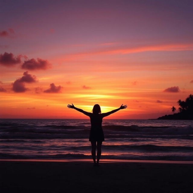 A stunning Facebook profile picture featuring a serene ocean sunset silhouette