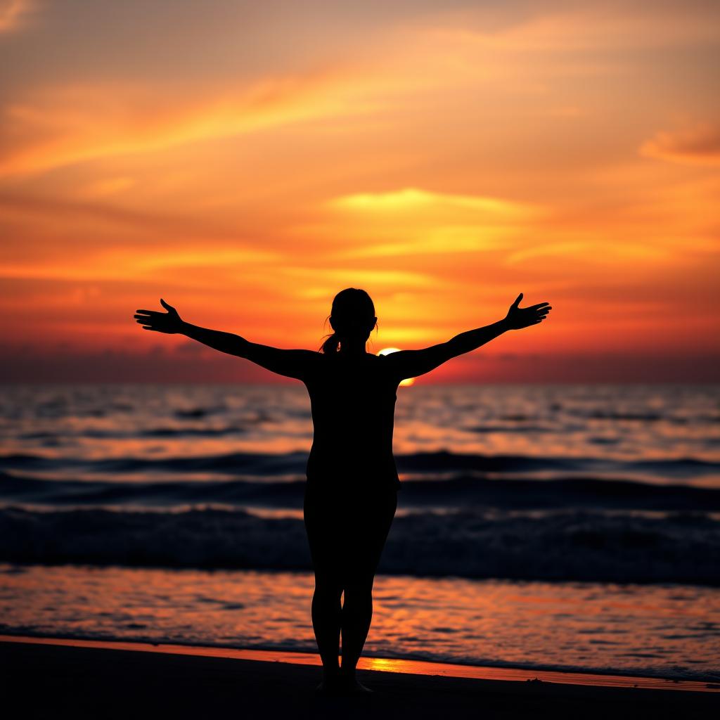 A stunning Facebook profile picture featuring a serene ocean sunset silhouette