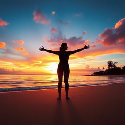A stunning Facebook profile picture featuring a serene ocean sunset silhouette