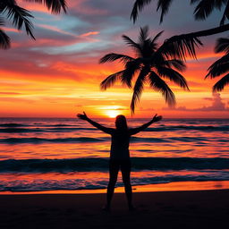 A stunning Facebook profile picture showcasing a serene ocean sunset silhouette