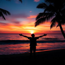 A stunning Facebook profile picture showcasing a serene ocean sunset silhouette