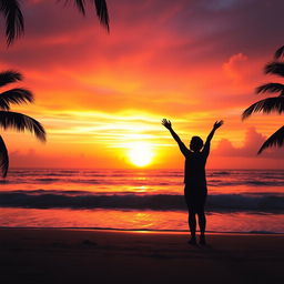 A stunning Facebook profile picture featuring a serene ocean sunset silhouette